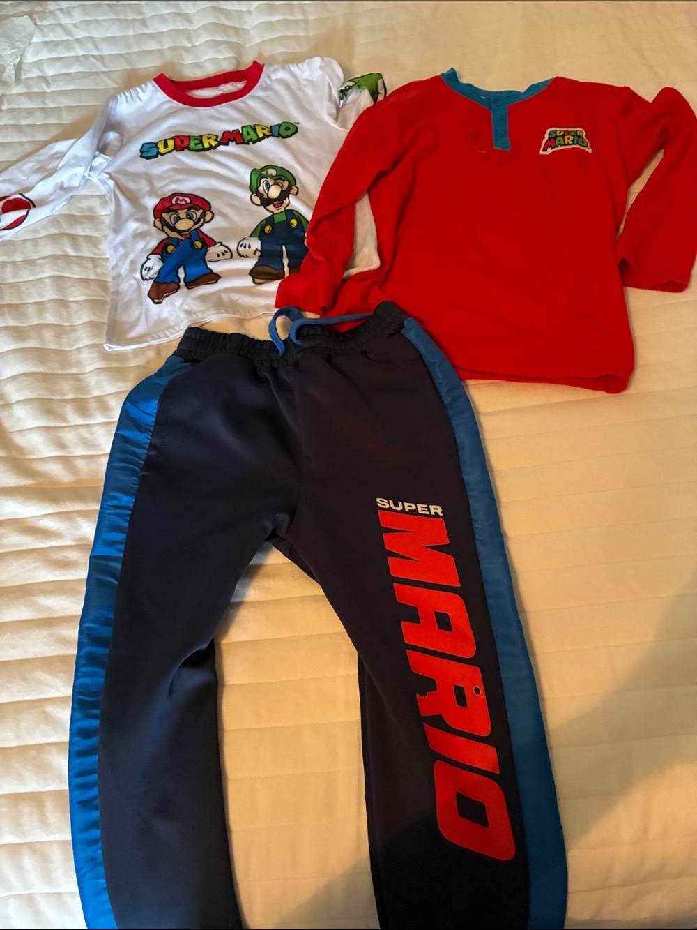 Nintendo Boys Navy Joggers with Blue Panels & Red 'Mario' Logo